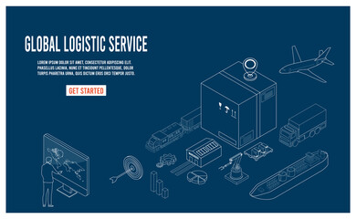 Modern flat design isometric concept of Global logistic and Smart Logistics with transport, export, import, cargo and more. .Easy to edit and customize. Vector illustration EPS 10