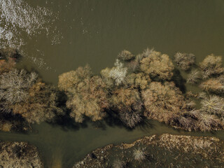 Aerial view of the river flood