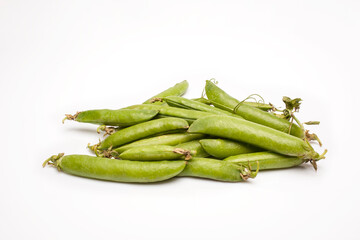 fresh organic peas isolated on white background