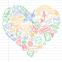 Online education and school. Vector pattern. Little children.