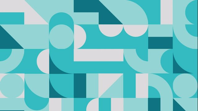 4K Seamless loop Bright modern abstract retro background with multicolored simple moving geometric shapes . Seamless loop