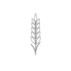 Minimalistic wheat line icon. Simple barley, weat, rice outline logo vector illustration. Linear Wheat isolated on white background. Farm and Bakery symbol