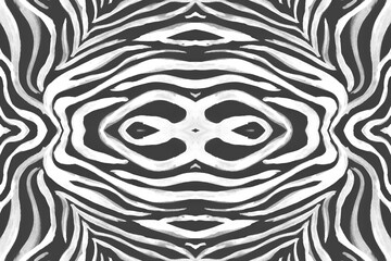 Seamless Zebra Repeat. Fashion Animal Design. Watercolour Tiger Fur. Gray Camouflage Ornament. Black Zebra Pattern. Abstract African Design. Watercolor Zoo Print. Seamless Zebra Lines.