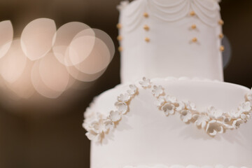 Beautiful wedding cake with blur background