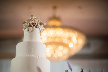 Beautiful wedding cake with blur background