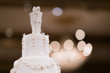 wedding doll cake, love couple, teddy bear on wedding cake