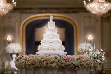 Beautiful wedding cake with blur background