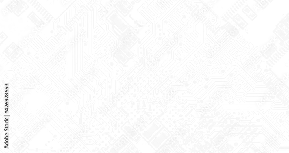 Poster subtle white texture background of printed circuit board. cool computer technology background. infor