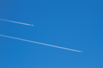 line, nature, space, speed, airliner, transport, contrail, clear, high, aviation, white