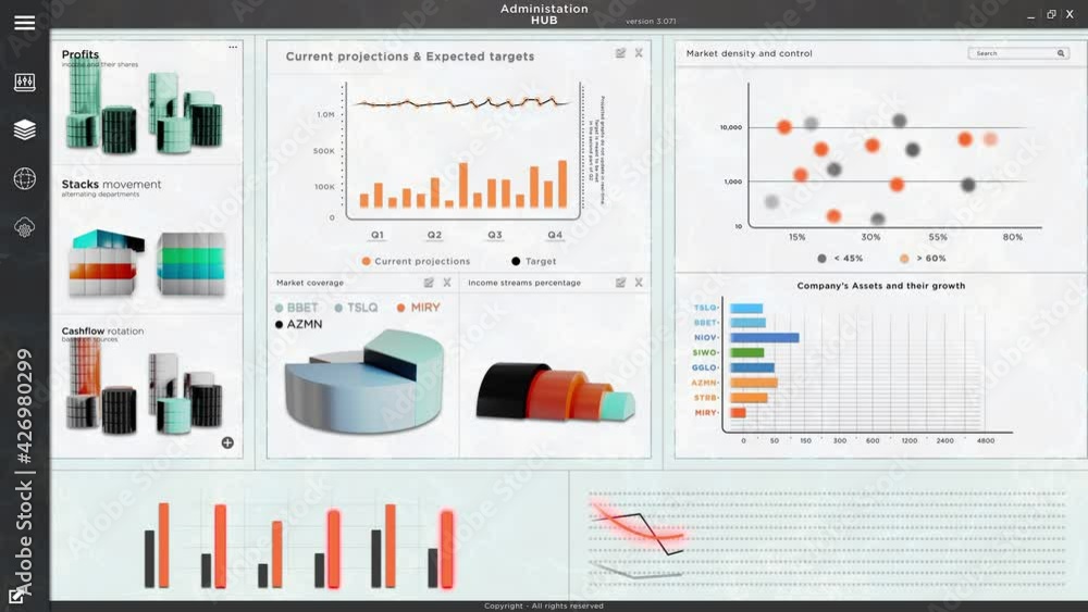 Wall mural statistics business sales app software with financial charts, graphs internet network website tech d