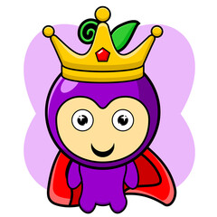 simple cartoon character illustration of mascot of the king of grapes