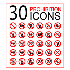 30 Prohibition signs and icons