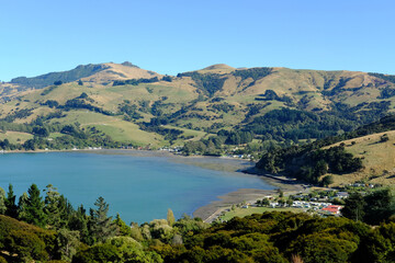 Fototapeta na wymiar Bank's Peninsula near Akaroa, Canterbury, New Zealand