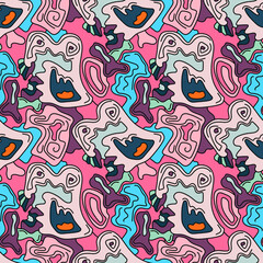 Naklejka premium Abstract psychedelic unusual seamless freehand pattern