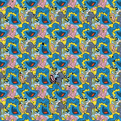 Abstract psychedelic unusual seamless freehand pattern