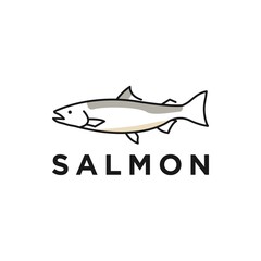 salmon fish logo seafood label badge vector