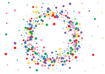 Red Dot Graphic Texture. Round Christmas Background. Orange Square Confetti. Yellow Paint Circle Illustration.