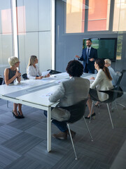 Corporate business team and manager in a meeting