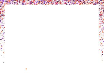Multicolor Cute Round Texture. Banner Circle Card. Purple Confetti Festive Background. Fun Dot Illustration.