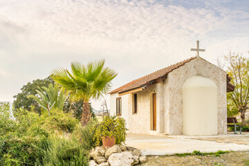 Fototapeta na wymiar December 2020. Kellia, Larnaca District, Cyprus. Ayios Bantos church in Kellia Cyprus