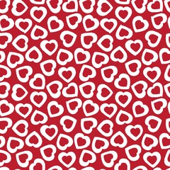 Red Heart shaped brush stroke seamless pattern background