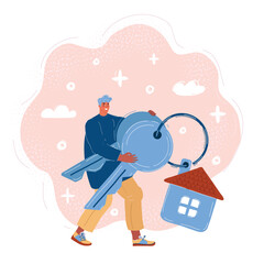 Illustration of a businessman with big keys