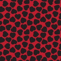 Red Heart shaped brush stroke seamless pattern background