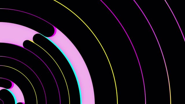 4K Seamless loop Bright modern abstract retro background with multicolored simple moving geometric shapes . Seamless loop