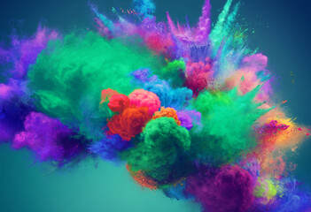 Fototapeta na wymiar Big colorful powder explosion