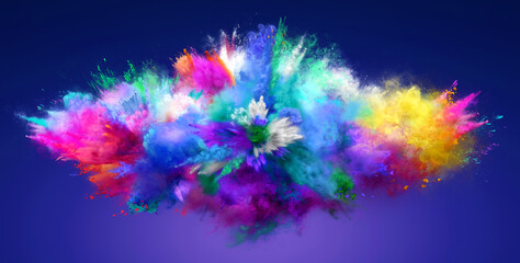 Explosion of cloudy colorful powder