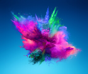 Explosion of pink and green powder