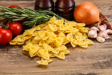 Raw Italian farfalle pasta for cooking