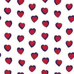 Red Navy Heart shaped brush stroke seamless pattern background