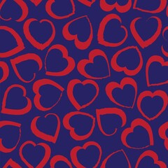 Red Navy Heart shaped brush stroke seamless pattern background