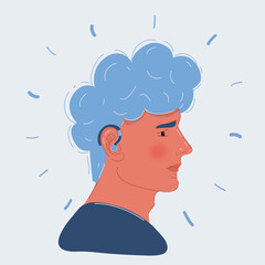 Vector illustrations in cartoon style. Hearing test. Concept for hearing loss, hearing problem, deafness, 