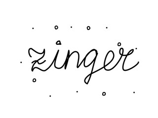Zinger phrase handwritten. Modern calligraphy text. Isolated word black, lettering