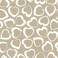 Brown Heart shaped brush stroke seamless pattern background