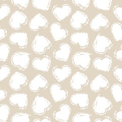 Brown Heart shaped brush stroke seamless pattern background
