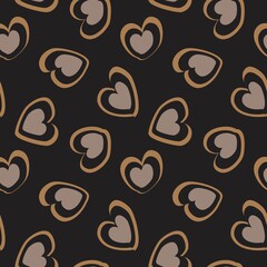Brown Heart shaped brush stroke seamless pattern background