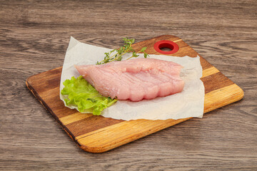Raw turkey breast steak for cooking