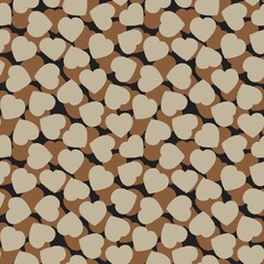 Brown Heart shaped brush stroke seamless pattern background