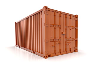 Shipping Cargo Container Twenty Feet for Logistics and Transportation on White Background