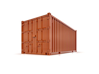 Shipping Cargo Container Twenty Feet for Logistics and Transportation on White Background