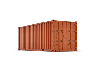 Shipping Cargo Container Twenty Feet for Logistics and Transportation on White Background