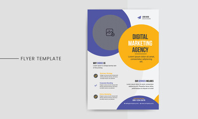 Flyer poster template for Digital Marketing Agency. Promotional print ready brochure template or banner design
