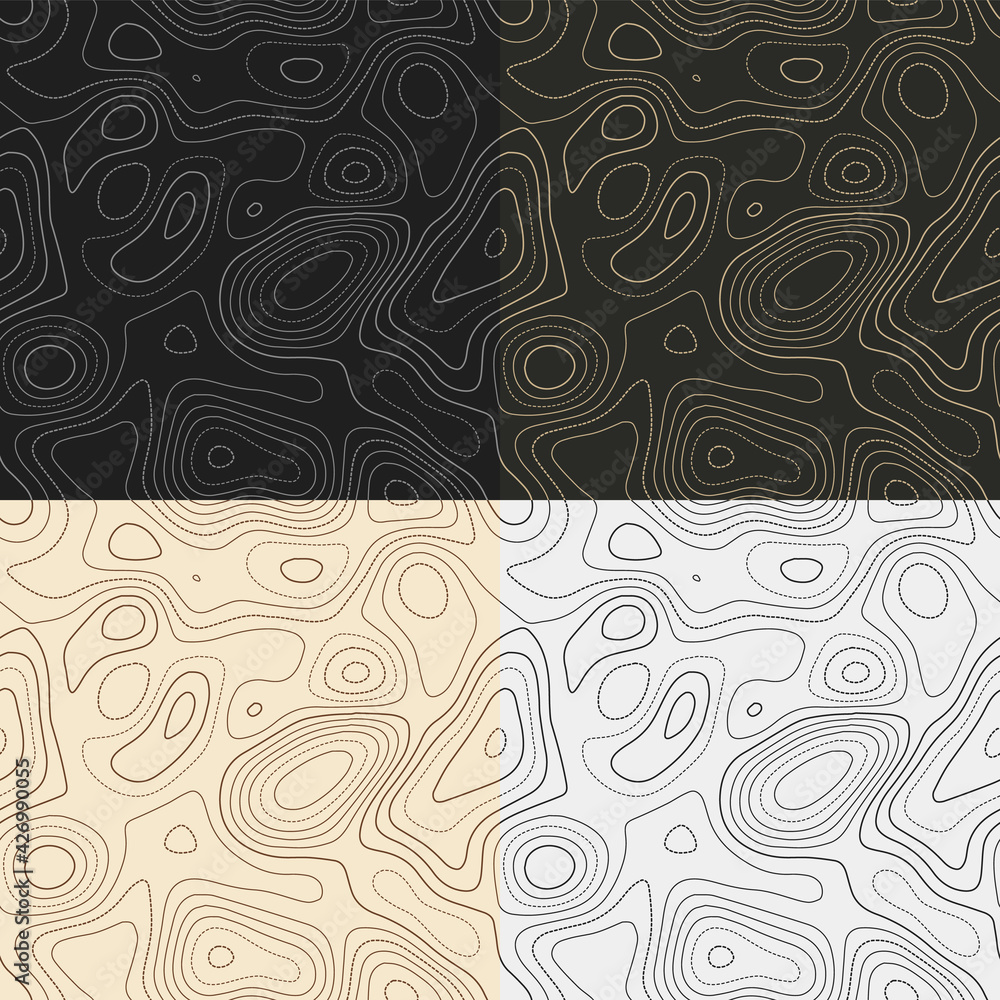 Poster topography patterns. seamless elevation map tiles. authentic isoline background. astonishing tileabl