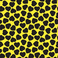 Fototapeta na wymiar Yellow Heart shaped brush stroke seamless pattern background