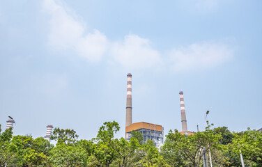 Fototapeta na wymiar Smoke tower of a gas power plant