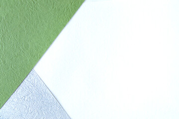 夏の和紙のデザイン（緑、銀色、白）	