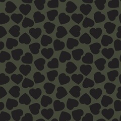 Green Heart shaped brush stroke seamless pattern background